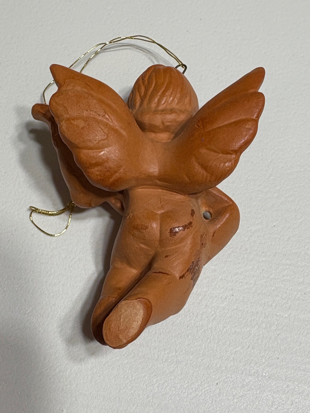 Vtg Cherub Terra Cotta Pottery Playing Musical Instrument  Italy 3" Ornament - Picture 3 of 4